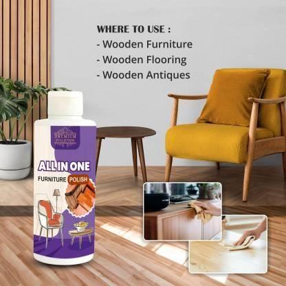 Where to use All-in-One Furniture Polish: wooden furniture, flooring, and antiques. Keeps wood surfaces clean and polished.