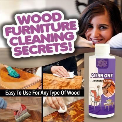 Wood furniture cleaning secrets with All-in-One Furniture Polish. Easy to use on any type of wood for a clean and polished look.